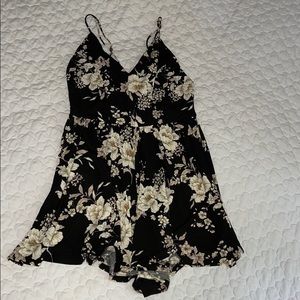 Floral spaghetti strap shorts romper